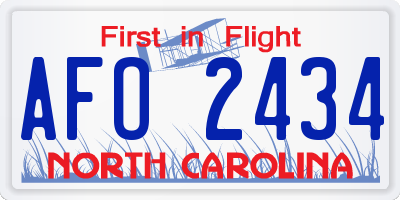 NC license plate AFO2434