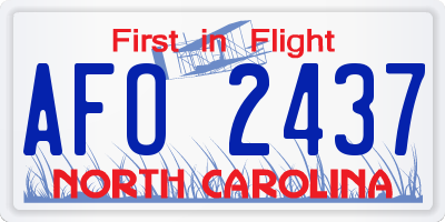 NC license plate AFO2437