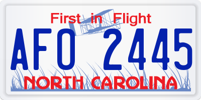NC license plate AFO2445