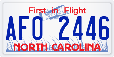 NC license plate AFO2446