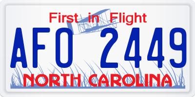 NC license plate AFO2449