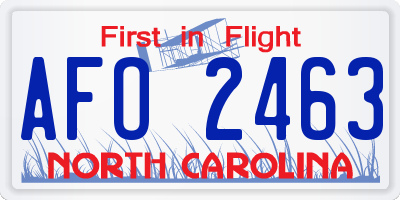 NC license plate AFO2463