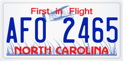 NC license plate AFO2465