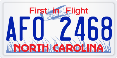NC license plate AFO2468