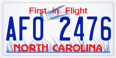 NC license plate AFO2476