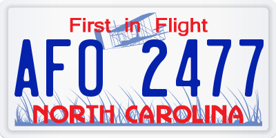 NC license plate AFO2477