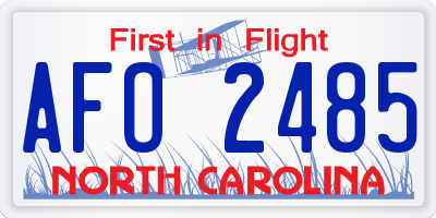 NC license plate AFO2485