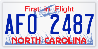 NC license plate AFO2487