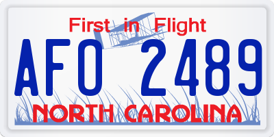 NC license plate AFO2489