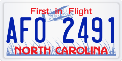 NC license plate AFO2491