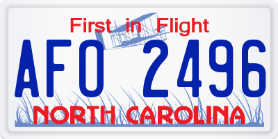 NC license plate AFO2496