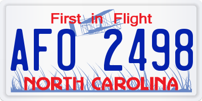 NC license plate AFO2498