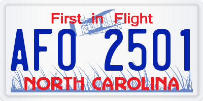 NC license plate AFO2501
