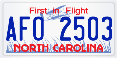 NC license plate AFO2503