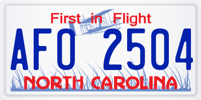 NC license plate AFO2504
