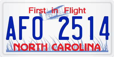 NC license plate AFO2514