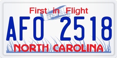 NC license plate AFO2518