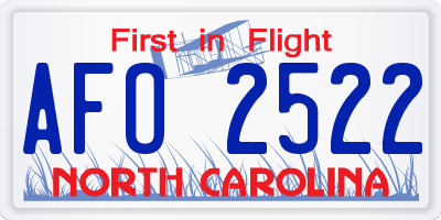 NC license plate AFO2522