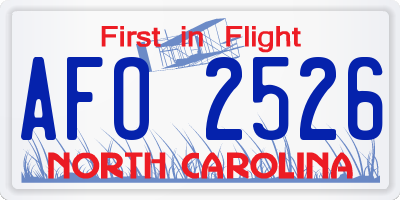 NC license plate AFO2526