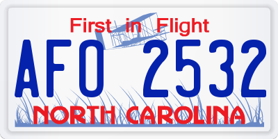 NC license plate AFO2532