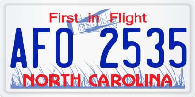 NC license plate AFO2535