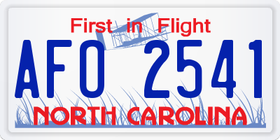 NC license plate AFO2541