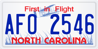 NC license plate AFO2546