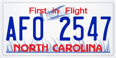 NC license plate AFO2547