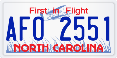 NC license plate AFO2551