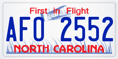 NC license plate AFO2552