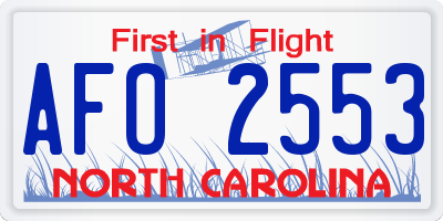 NC license plate AFO2553