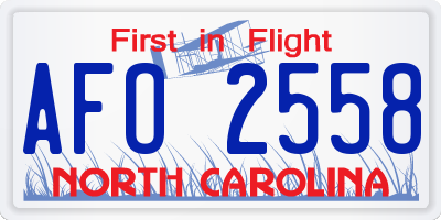 NC license plate AFO2558