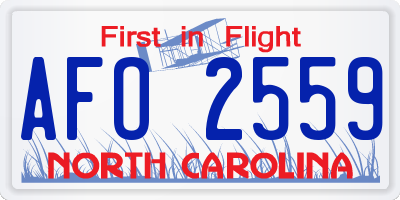 NC license plate AFO2559
