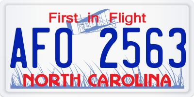 NC license plate AFO2563