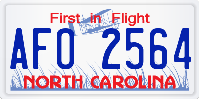 NC license plate AFO2564