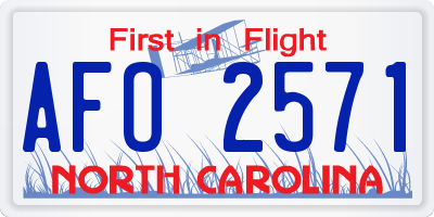NC license plate AFO2571