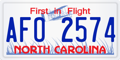 NC license plate AFO2574