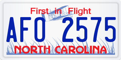 NC license plate AFO2575