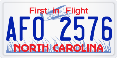 NC license plate AFO2576