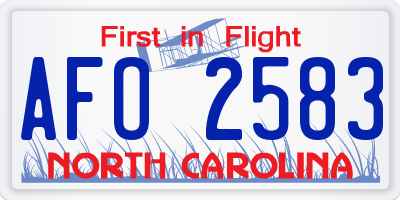 NC license plate AFO2583