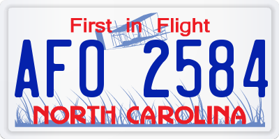 NC license plate AFO2584