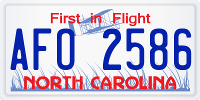 NC license plate AFO2586