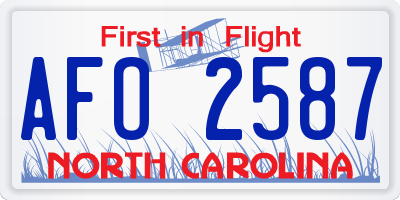 NC license plate AFO2587