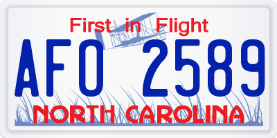 NC license plate AFO2589