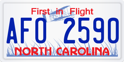 NC license plate AFO2590