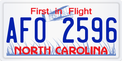 NC license plate AFO2596