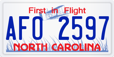 NC license plate AFO2597