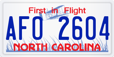 NC license plate AFO2604