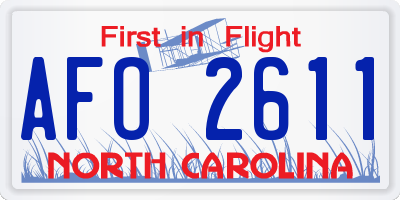 NC license plate AFO2611