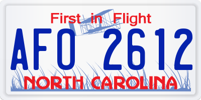 NC license plate AFO2612